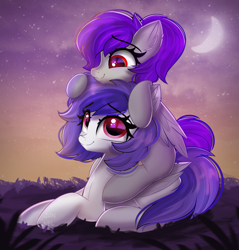 Size: 2125x2219 | Tagged: safe, artist:janelearts, oc, oc only, pegasus, pony, female, high res, lying down, mare, prone, siblings, sisters