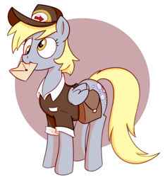 Size: 666x711 | Tagged: safe, artist:cookieboy011, derpy hooves, pegasus, pony, g4, abstract background, derp, female, hat, letter, mailmare, mailmare hat, mailmare uniform, mare, mouth hold, solo