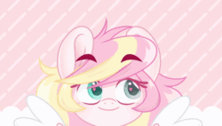 Size: 600x341 | Tagged: safe, artist:ninnydraws, oc, oc only, oc:ninny, pegasus, pony, animated, bowtie, bust, female, gif, heart, heart eyes, heterochromia, live2d, looking at you, mare, solo, vtuber, wingding eyes