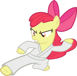 Size: 6129x6000 | Tagged: safe, artist:frownfactory, apple bloom, earth pony, pony, call of the cutie, g4, season 1, .svg available, female, filly, gi, gritted teeth, karate, martial arts, solo, vector