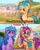 Size: 1436x1782 | Tagged: safe, artist:lilpinkghost, hitch trailblazer, izzy moonbow, sunny starscout, earth pony, pony, unicorn, g5, badge, bag, blushing, c:, colored pupils, comic, cute, dialogue, female, fluttershy's cutie mark, frown, funny, funny as hell, hilarious in hindsight, hoof hold, icarly, izzybetes, male, mare, meme, open mouth, ponified meme, rainbow dash's cutie mark, satchel, smiling, smoothie, stallion, sunnybetes, text, twilight sparkle's cutie mark, whatcha got there?, wide eyes