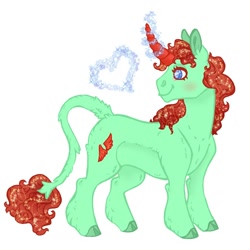 Size: 1280x1280 | Tagged: safe, artist:skior, copper glow, pony, g2, cloven hooves, curved horn, horn, magic, solo
