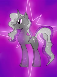 Size: 3456x4608 | Tagged: safe, artist:goldlines005, oc, oc only, pony, unicorn, abstract background, ethereal mane, eyelashes, female, horn, mare, smiling, starry mane, unicorn oc