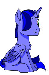 Size: 1608x2434 | Tagged: safe, artist:goldlines005, artist:starshade, oc, oc only, alicorn, pony, alicorn oc, base used, bust, chest fluff, hair over one eye, horn, male, simple background, sitting, smiling, stallion, transparent background, two toned wings, wings