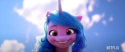 Size: 1915x796 | Tagged: safe, screencap, izzy moonbow, pony, unicorn, g5, my little pony: a new generation, 3d, cute, grin, hi new friend, izzybetes, smiling