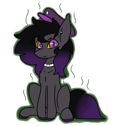 Size: 2571x2882 | Tagged: safe, artist:mimicryfluffoarts, part of a set, oc, oc only, bat pony, bat pony oc, collar, dyed mane, dyed tail, hat, high res, male, mimicry's silly doodles, needs a bath, stallion, stink lines, trap, zenaris is a stinky bat