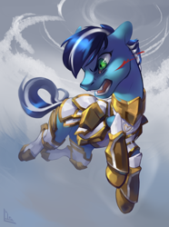 Size: 2680x3607 | Tagged: safe, artist:charlot, oc, oc only, oc:harmony, earth pony, pony, armor, blood, commission, high res, solo, ych result