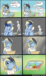 Size: 2548x4224 | Tagged: safe, artist:shamziwhite, oc, anthro, comic, crying, english, female, smiling, text