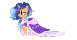 Size: 5984x3113 | Tagged: safe, artist:galaxyswirlsyt, oc, oc only, oc:galaxy swirls, pony, unicorn, absurd resolution, clothes, clothes swap, dress, female, mare, offspring, parent:flash sentry, parent:twilight sparkle, parents:flashlight, simple background, solo, transparent background