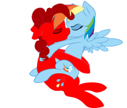 Size: 915x785 | Tagged: safe, rainbow dash, oc, oc:marioamyyoshifan24, earth pony, pegasus, pony, g4, canon x oc, kissing, mardash, recolor, shipping