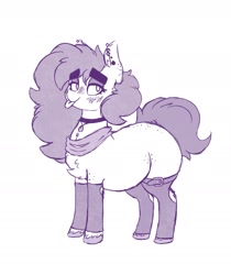 Size: 1284x1527 | Tagged: safe, artist:somefrigginnerd, oc, oc only, oc:pencil test, earth pony, pony, :p, blushing, butt freckles, choker, clothes, ear piercing, earring, eyeshadow, fat, female, freckles, glasses, jewelry, makeup, monochrome, necklace, piercing, plump, simple background, sketch, smiling, solo, stockings, thick eyebrows, thigh highs, tongue out, unshorn fetlocks, white background