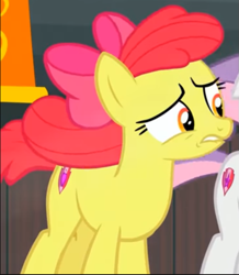 Size: 583x668 | Tagged: safe, screencap, apple bloom, earth pony, pony, g4, growing up is hard to do, cropped, older, older apple bloom, solo, windswept mane