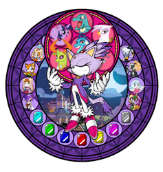 Size: 4260x4486 | Tagged: safe, artist:totodile007, idw, gilda, princess ember, thorax, twilight sparkle, changedling, changeling, totodile, g4, blaze the cat, cream the rabbit, crossover, disney, dive to the heart, king thorax, kingdom hearts, marine the raccoon, pokémon, sonic the hedgehog (series), stained glass, tangle the lemur, vanilla the rabbit