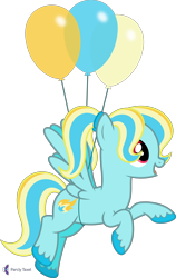 Size: 4000x6343 | Tagged: safe, alternate version, artist:parclytaxel, artist:starponys87, oc, oc only, oc:blazey blue, pegasus, pony, .svg available, absurd resolution, balloon, female, flying, hairband, mare, monthly reward, pigtails, raised hoof, simple background, smiling, solo, transparent background, twintails, unshorn fetlocks, vector