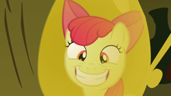 Size: 1920x1080 | Tagged: safe, screencap, apple bloom, earth pony, pony, g4, season 2, the cutie pox, 1080p, adorabloom, apple bloom's bow, bow, cute, female, filly, grin, hair bow, reflection, smiling, solo