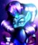 Size: 816x979 | Tagged: safe, artist:spirodraw, nightmare rarity, pony, unicorn, g4, abstract background, bedroom eyes, eyelashes, female, glowing horn, horn, mare, signature, smiling, solo