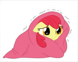 Size: 7510x6000 | Tagged: safe, artist:hawkehawkehawke, apple bloom, earth pony, pony, g4, blanket, cold, female, filly, shaking, shivering, simple background, solo, transparent background, trying to stay warm