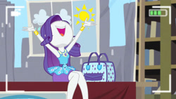 Size: 3410x1920 | Tagged: safe, screencap, rarity, best trends forever, best trends forever: rainbow dash, equestria girls, g4, my little pony equestria girls: better together, armpits, arms in the air, bracelet, camera shot, clothes, cute, cutie mark, cutie mark on clothes, female, geode of shielding, hairpin, hands in the air, jewelry, magical geodes, nose in the air, open mouth, raribetes, rarity peplum dress, smiling, solo, volumetric mouth