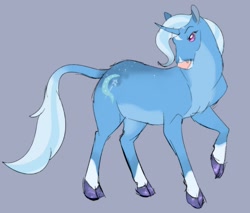 Size: 1348x1148 | Tagged: safe, artist:helianthanas, trixie, classical unicorn, pony, unicorn, g4, cloven hooves, coat markings, colored hooves, countershading, curved horn, facial markings, hoers, horn, leonine tail, snip (coat marking), socks (coat markings), solo, star (coat marking), tail