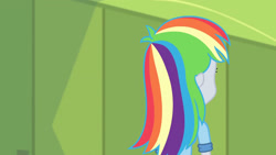 Size: 3410x1920 | Tagged: safe, screencap, derpy hooves, best trends forever, best trends forever: rainbow dash, equestria girls, g4, my little pony equestria girls: better together, faceless female, female, lockers, offscreen character, solo