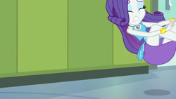 Size: 3410x1920 | Tagged: safe, screencap, rarity, best trends forever, best trends forever: rainbow dash, equestria girls, g4, my little pony equestria girls: better together, bracelet, clothes, cutie mark, cutie mark on clothes, eyes closed, female, geode of shielding, jewelry, lockers, magical geodes, rarity peplum dress, solo
