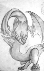 Size: 720x1160 | Tagged: safe, artist:spirodraw, discord, draconequus, g4, grayscale, male, monochrome, smiling, solo, traditional art