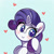 Size: 630x630 | Tagged: safe, artist:kqaii, rarity, pony, unicorn, g4, blush sticker, blushing, bust, colored pupils, cute, ear fluff, female, floating heart, head tilt, heart, heart eyes, horn, looking sideways, mare, raribetes, sketch, smiling, solo, wingding eyes