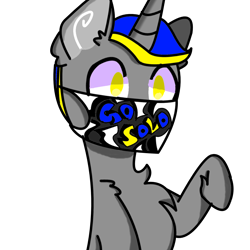 Size: 2000x2000 | Tagged: safe, artist:goldlines005, oc, oc only, pony, unicorn, base used, bust, chest fluff, face mask, high res, horn, male, mask, simple background, solo, stallion, transparent background, unicorn oc