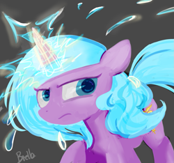 Size: 897x839 | Tagged: safe, artist:brella, idw, radiant hope, crystal pony, pony, unicorn, g4, glowing horn, horn, simple background, solo