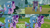 Size: 1280x720 | Tagged: safe, edit, edited screencap, editor:quoterific, screencap, starlight glimmer, trixie, pony, unicorn, g4, my little pony: friendship is magic, road to friendship, season 8, ^^, cute, diatrixes, eyes closed, female, genre savvy, glimmerbetes, mare, open mouth, smiling, trixie's wagon, wagon, walking