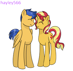 Size: 1575x1517 | Tagged: safe, artist:hayley566, flash sentry, sunset shimmer, pegasus, pony, unicorn, g4, duo, female, male, mare, ship:flashimmer, shipping, stallion, straight