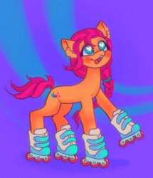 Size: 1762x2048 | Tagged: safe, artist:p0nyplanet, sunny starscout, earth pony, pony, g5, my little pony: a new generation, spoiler:my little pony: a new generation, blushing, braid, cute, ear fluff, female, heart eyes, mare, open mouth, roller skates, solo, sunnybetes, wingding eyes