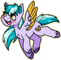Size: 1203x1190 | Tagged: safe, artist:sexygoatgod, oc, oc only, oc:viola shine, pegasus, pony, blush sticker, blushing, female, magical lesbian spawn, offspring, open mouth, open smile, outline, parent:lyra heartstrings, parent:oc:razzmatazz gleam, parents:canon x oc, simple background, smiling, solo, transparent background