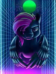 Size: 1500x2000 | Tagged: safe, artist:com3tfire, pegasus, pony, cyberpunk, looking at you, neon, original character do not steal