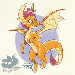 Size: 850x850 | Tagged: safe, artist:mrsdrpepper, smolder, dragon, g4, dragoness, female, flapping wings, flying, solo, wings