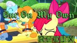 Size: 1280x720 | Tagged: safe, edit, edited screencap, screencap, apple bloom, earth pony, pony, g4, on your marks, blackletter, inflatable raft, lifejacket, out on my own, remix, song, sound, sound only, spoilers for another series, webm