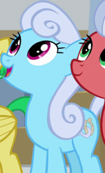 Size: 564x927 | Tagged: safe, screencap, linky, shoeshine, silver waves, wintergreen, earth pony, pony, friendship university, g4, background pony, cropped, female, las pegasus resident, mare, open mouth