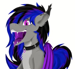 Size: 3111x2839 | Tagged: safe, artist:officiallunardj, oc, oc only, oc:lunar midnight, bat pony, pony, collar, high res, maw, solo