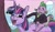 Size: 2355x1353 | Tagged: safe, artist:alumx, spike, twilight sparkle, dragon, pony, unicorn, g4, my little pony: friendship is magic, winter wrap up, crying, dragons riding ponies, duo, female, male, mare, meme, open mouth, ponified meme, riding, spike riding twilight, unicorn twilight