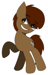 Size: 956x1500 | Tagged: safe, artist:darksoma, oc, oc only, oc:liam king, earth pony, pony, excited, raised hoof, smiling, solo