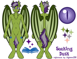 Size: 1111x855 | Tagged: safe, artist:bigmoon206, oc, oc only, oc:grey seeking dusk, bat pony, anthro, unguligrade anthro, cutie mark, featureless crotch, looking at you, male, reference sheet, simple background, slit pupils, solo, transparent background