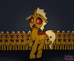 Size: 1200x1000 | Tagged: safe, oc, oc:dawn strike, changeling, baby, clone, panicking, yellow changeling