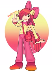 Size: 1663x2332 | Tagged: safe, artist:beetleoceans, apple bloom, human, g4, eared humanization, humanized, solo, tailed humanization