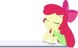 Size: 11358x7008 | Tagged: safe, artist:marcorulezzz, apple bloom, equestria girls, equestria girls specials, g4, my little pony equestria girls: better together, my little pony equestria girls: holidays unwrapped, the cider louse fools, eyes closed, female, palindrome get, simple background, solo, table, transparent background, vector