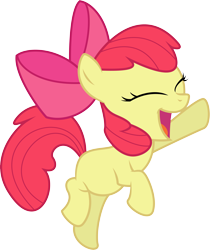 Size: 6000x7159 | Tagged: safe, artist:lightningtumble, apple bloom, earth pony, pony, g4, absurd resolution, cheerful, eyes closed, female, filly, hoofbump, open mouth, simple background, smiling, solo, transparent background, vector