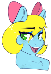 Size: 1912x2763 | Tagged: safe, artist:holomouse, oc, oc only, oc:sugar sweet, pony, bust, commission, portrait, smiling, solo