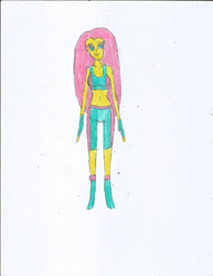 Size: 1700x2200 | Tagged: safe, artist:justinandrew1984, fluttershy, equestria girls, g4, clothes, gloves, martial arts kids outfits, requests, solo, traditional art