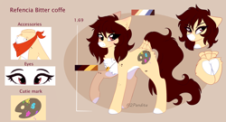 Size: 3250x1750 | Tagged: safe, artist:2pandita, oc, oc only, oc:bitter coffee, earth pony, pony, butt, female, mare, plot, reference sheet, solo