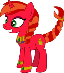 Size: 736x831 | Tagged: safe, artist:cinder vel, oc, oc only, oc:scorpioette, pony, unicorn, braided tail, female, mare, niclove, simple background, transparent background