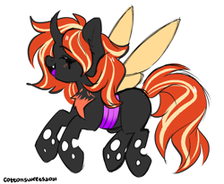 Size: 1764x1452 | Tagged: safe, artist:cottonsweets, oc, oc:rembug, oc:remnant, changeling, double colored changeling, orange changeling, purple changeling